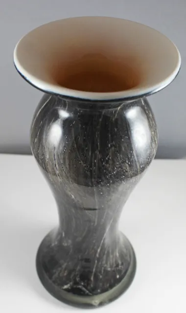 MIKASA  Glass Black Marble Effect Flower Vase  24.5cm tall 3