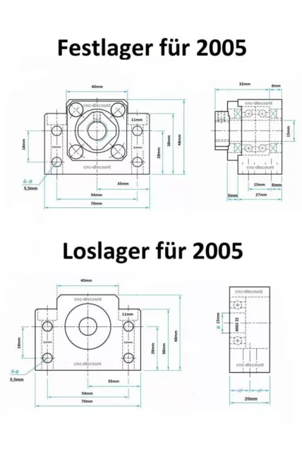 Kugelumlaufspindel 2005 x 1800mm komplett Festlager Loslager Spindel CNC Fräse 3 3
