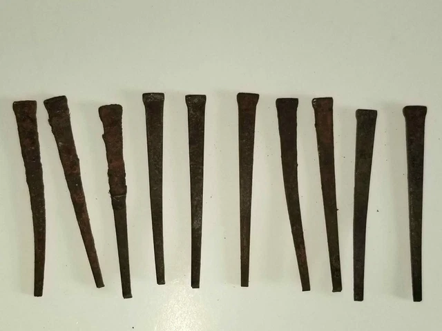 Vintage (10) Square Cut 2 1/4” Straight Nails w/ Square Heads