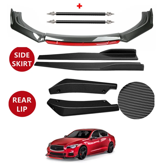 For INFINITI Front Bumper Lip Splitter Side Skirt Rear Lip Strut Rod Carbon