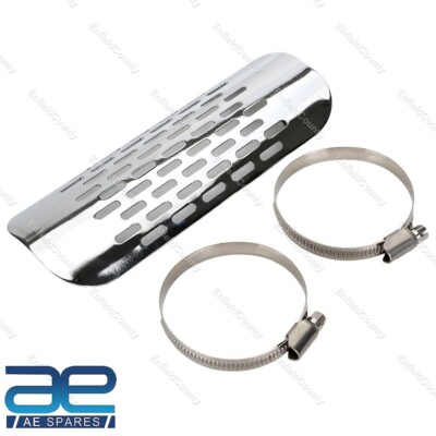 Akozon protège-talon de tuyau de silencieux déchappement moto Bouclier thermique de moto argent 