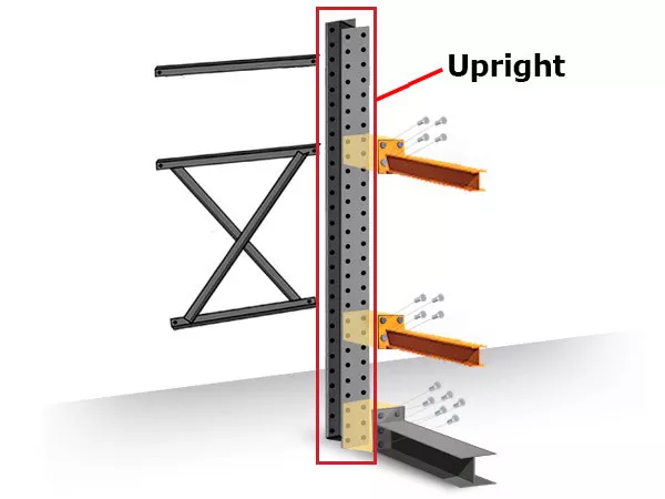 Structural Cantilever Racking Uprights - 10' Heavy Duty Double Sided Upright