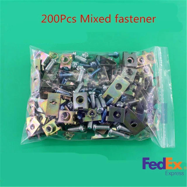 200pcs Mixed Auto Fastener Car Body Door Panel Fixed Fastener U-Type Metal Clips