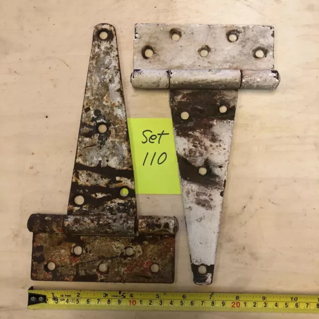 2 Vintage Barn Door Hinges 10” Rusty Patina Antique Salvage Hardware Ranch Farm