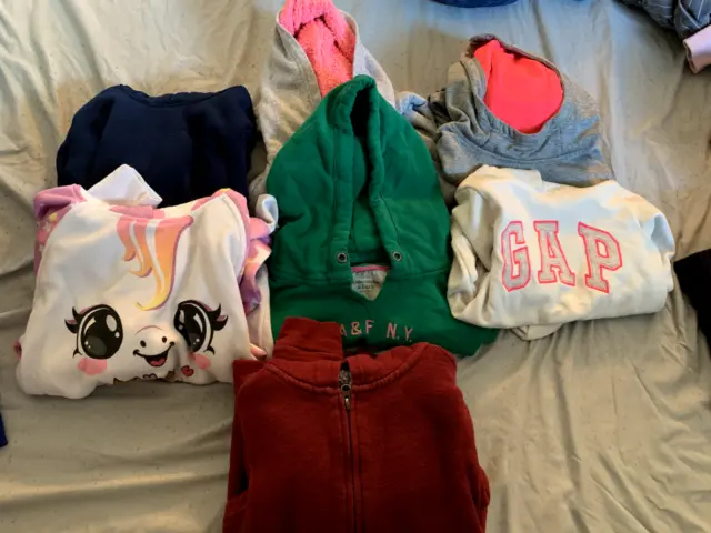 Girl's Hoodie Lot of 7 Size 10-12L Hooded Sweaters Sweat Shirts Mixed Brands EUC