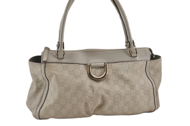 Authentic GUCCI Guccissima Abbey Shoulder Tote Bag GG Leather 189831 Ivory 9547F Authentic GUCCI Guccissima Abbey Shoulder Tote Bag GG Leather 189831 Ivory 9547F