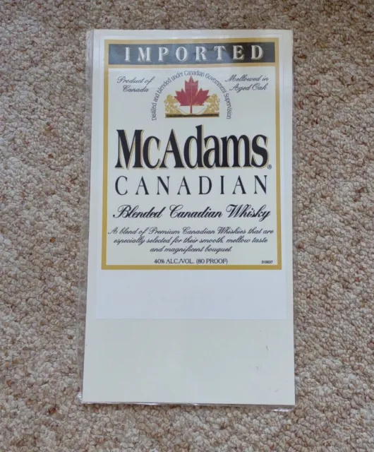 McAdams Canadian Whiskey Liquor Marketing Ad Laminated Label Poster 11"x 17"