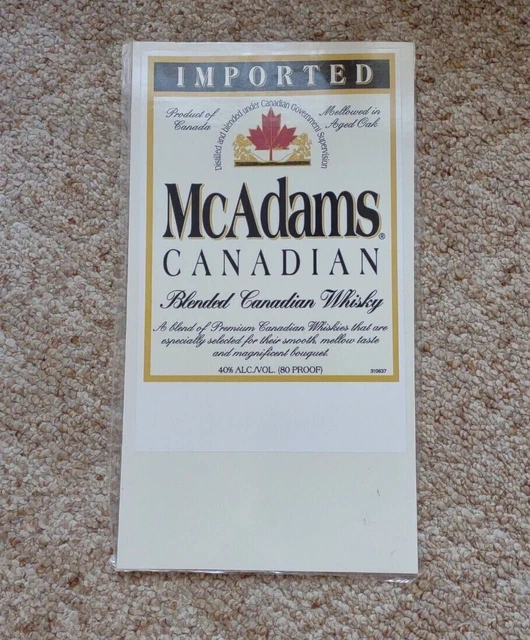 McAdams Canadian Whiskey Liquor Marketing Ad Laminated Label Poster 11"x 17"