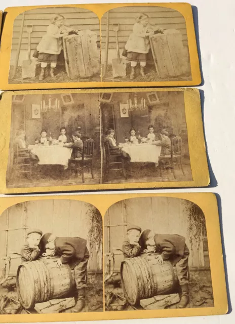 Young Ladies Children 1 Male  Early Background Victorian Period Stereoview Lot 2