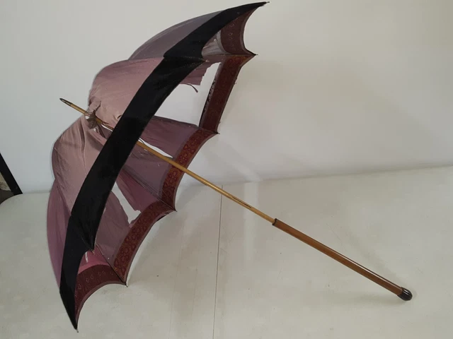 Vintage Parasol wood Handle & Wood shaft For Restoration