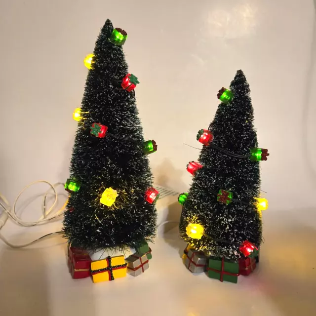 Dept 56 Lighted Christmas Gift Trees #53617 Set of 2 Village Accessories