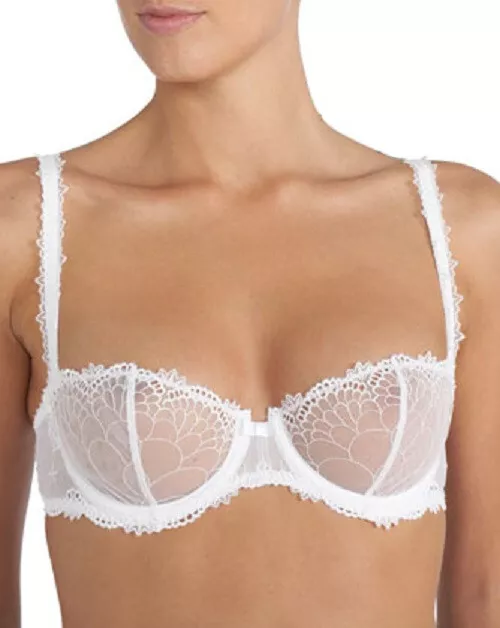 Chantelle Icone Half Cup Demi Underwired Bra White UK 32B NEW