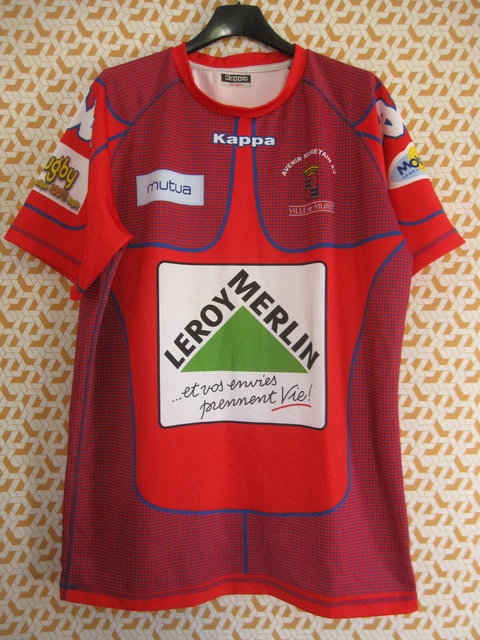 Maillot De Rugby Kappa Avenir Muretain, Rouge, XXL, Manches Courtes, Moulant Vintage