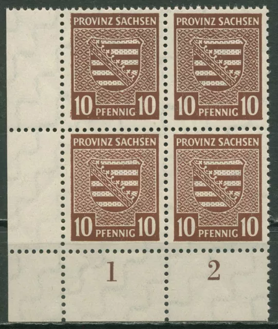 SBZ Provinz Sachsen 1945 Provinzwappen 78 Xa 4er-Block Ecke 3 postfrisch