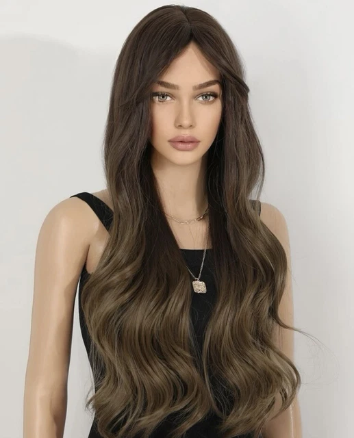 Perruque Longue Brune Bouclée Femme - Synthétique, Avec Bonnet, Neuve