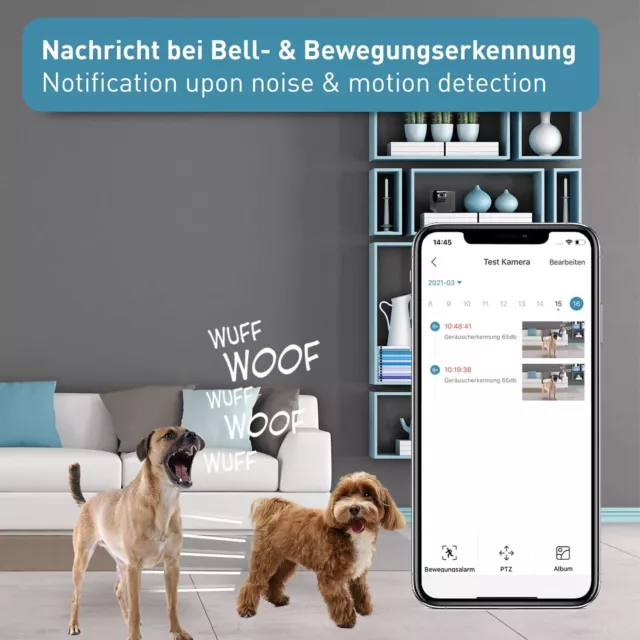 PetTec Cam 360° Überwachungskamera, Tierkamera, Haustierkamera mit App, FULL HD 2