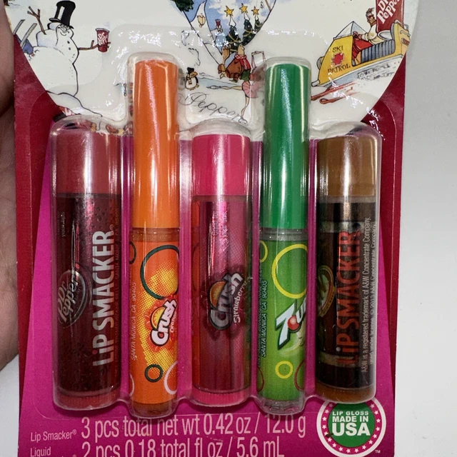 NOS Discontinued Lip Smacker Dr. Pepper Orange Crush A&W 7up Lip Gloss, Smackers