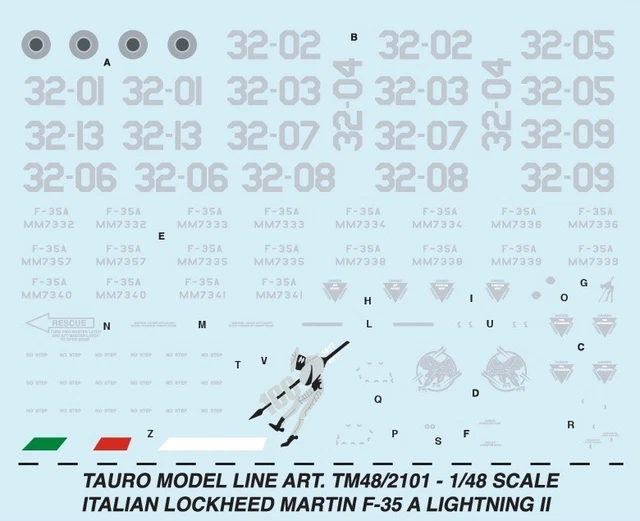 TAURO MODEL DECALS Tm48/2101 Lockheed-Martin F-35 Lightning Ii - 32 ...