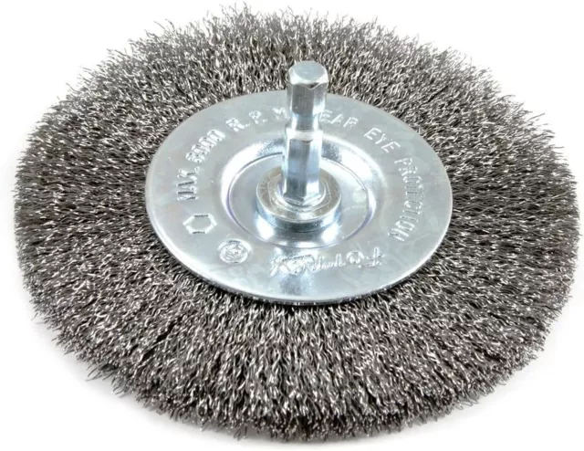 72740 Wire Wheel Brush, Fine Crimped With 1/4-Inch Hex Shank, 4-Inch-by-.