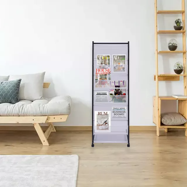 White Brochure Display Stand 6 Shelves Movies Catalog Rack 47.5*40*133cm USA