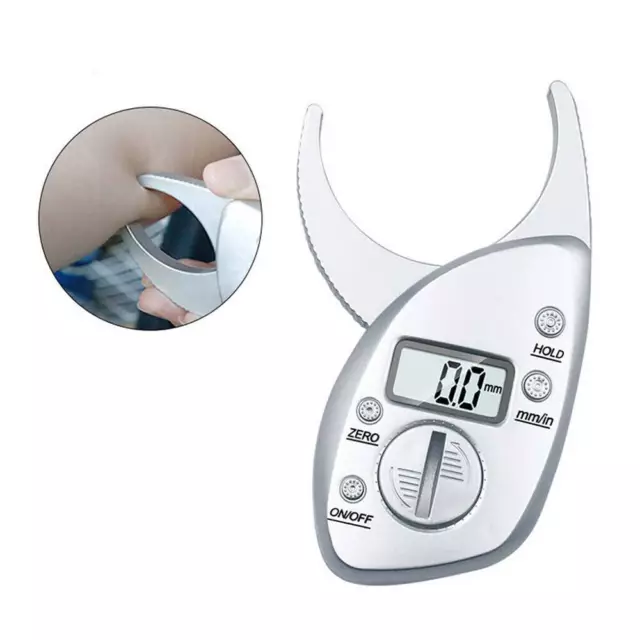 Electronic Digital Body Fat Analyzer Body Fat Caliper Monitor Skin Tester Silver