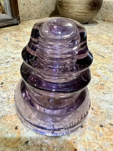 Glass Insulator Whitall Tatum Purple No. 1 Marked 29.