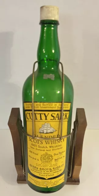 Cutty Sark VTG Whiskey Bottle w/Cradle Swing 21” Empty 1 Gallon Mid Century Bar