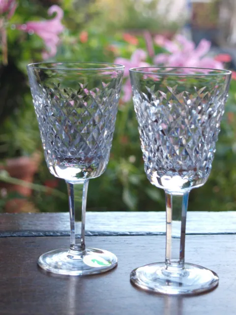 Waterford Crystal Alana White Wine Glasses Set of 2 Vintage Mint