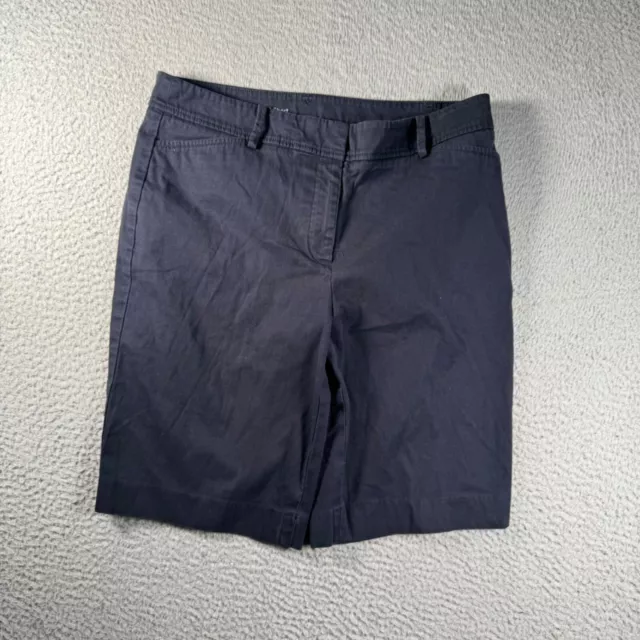 Talbots Shorts Womens 8 Navy Blue Bermuda Casual Pockets Perfect Short Chino