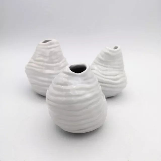 3Pcs Handmade Ceramic Vases Irregular Organic Shaped Pottery Sculptures 10cm/4in