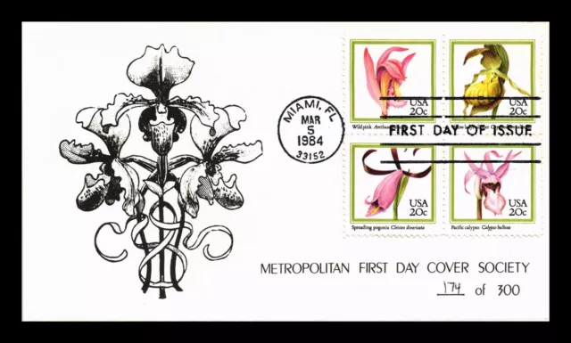 Dr Jim Stamps Us Cover Orchids Fdc Setenant Metropolitan Fdc Society Cachet