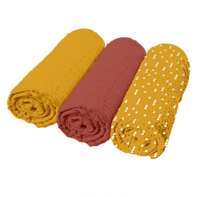 Paris Prix - Lot De 3 Langes Bébé "absorbant" 70x70cm Moutarde