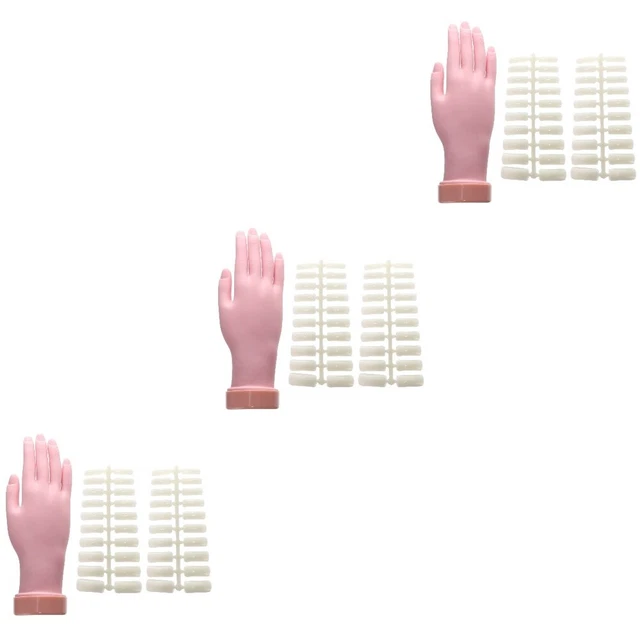 3 piezas puntas de uñas postizas flexibles móviles falsas entrenamiento práctica de uñas