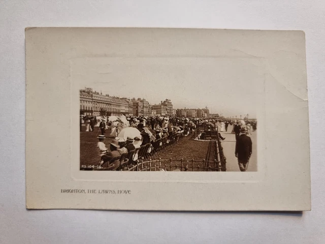 Hove Brighton Postcard C1910 Real Photograph Fashionable Edwardians Lawns Sussex