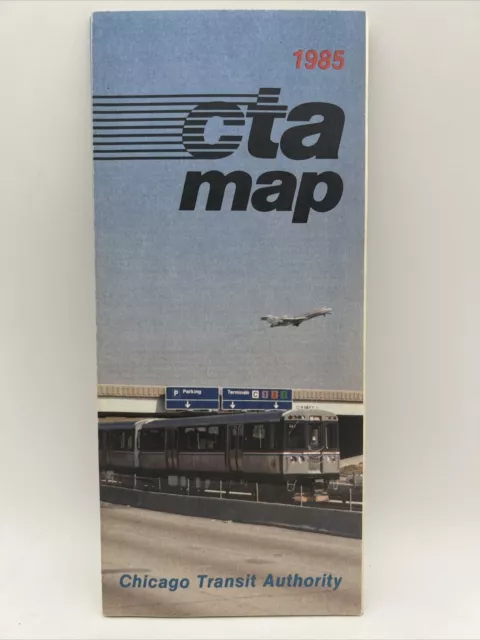 1985 CHICAGO TRANSIT AUTHORITY CTA ROUTE MAP Train L Subway Bus OHARE ...