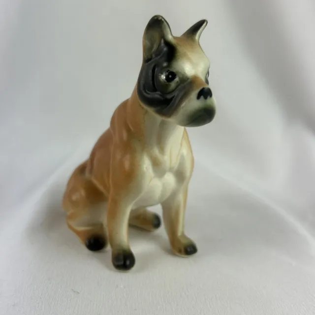 Lefton Pit Bull Terrier Dog Figurine 3” Brown Porcelain 2438