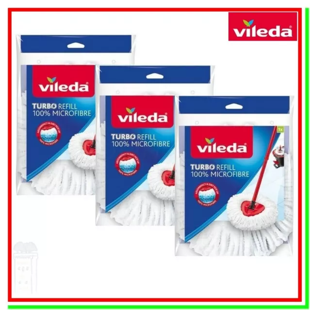 VILEDA TURBO SMART ricambio mocio spin mop microfibra lavapavimenti x3  pezzi EUR 25,10 - PicClick IT