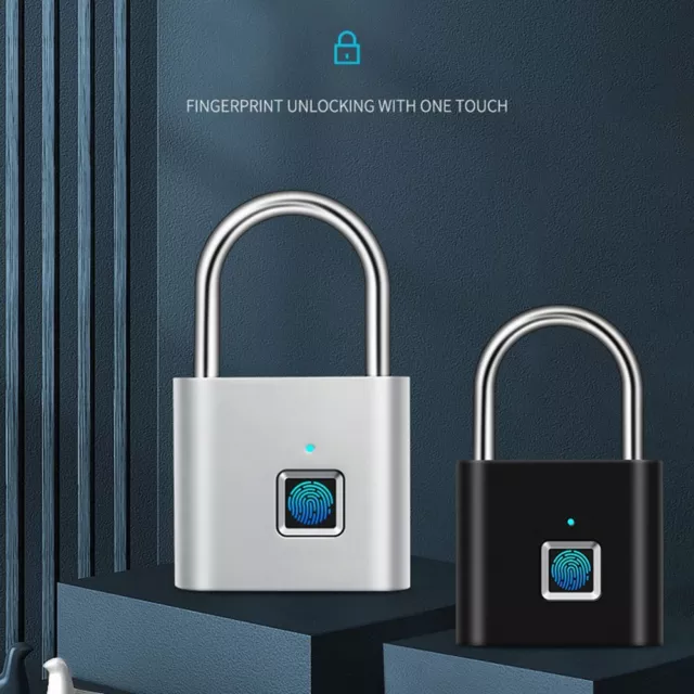 Alloy Usb Charging Door Locks Fingerprint Padlock Quickly Unlock Smart Lock