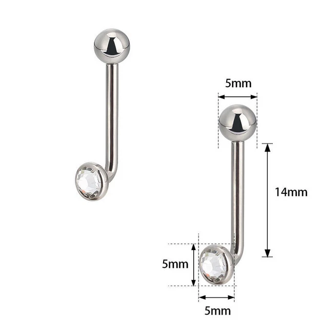 1,6mm Titan Banane in L-Form mit Kristall Disc Christina Intim Piercing Schmuck