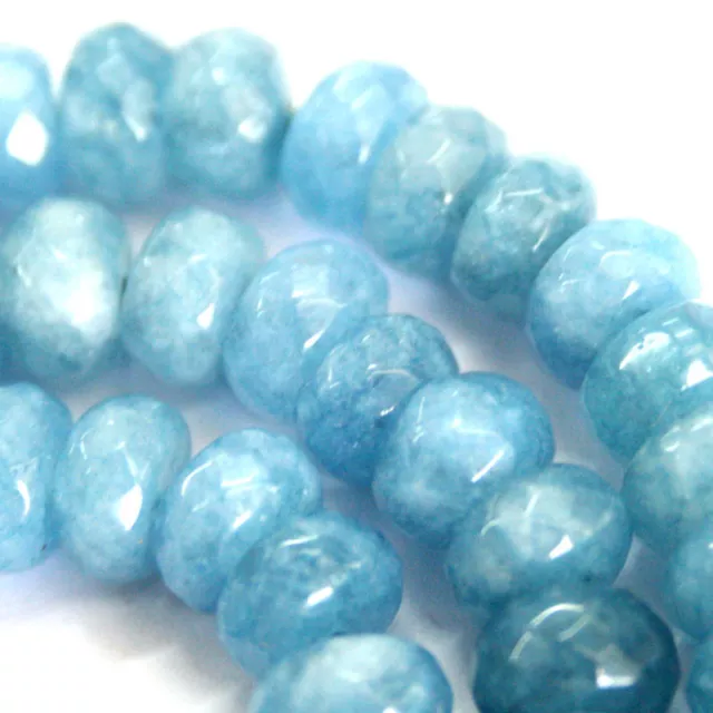 5x8mm Faceted Natural Aquamarine Gemstones Loose Beads 15" AAA