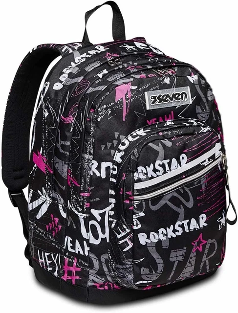 SEVEN ZAINO SCUOLA New Fit Nero Streetpaint Girl Zaino Doppio Scomparto Con T EUR 85 68 PicClick IT