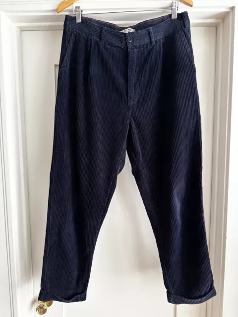 $145 Alex Mill Men's Single Pleated Navy Blue Wide Wale Corduroy Pants 31 x 27