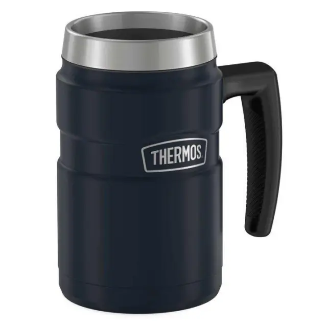 New THERMOS Stainless King Vacuum Insulated Camping Mug 470ml Blue Red Silver