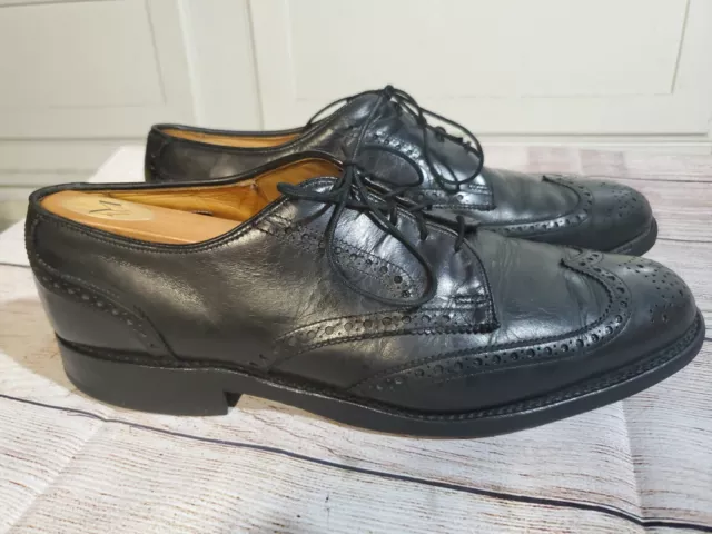 Allen Edmonds Auburn 11.5 D Black Leather Wingtips Oxfords Shoes Lace Up