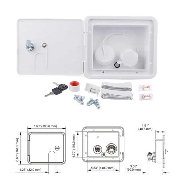 Bouchon De Remplissage D'Eau Pour Camping-Car - ABS, Avec Clés, Blanc/Noir Bouchon De Remplissage D'Eau Pour Camping-Car - ABS, Avec Clés, Blanc/Noir