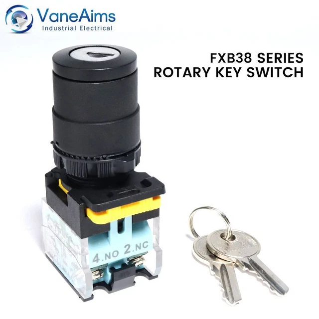 Knob Rotary Key Switch 2/3 Position ON/OFF Circuit Control Latching Self-locked