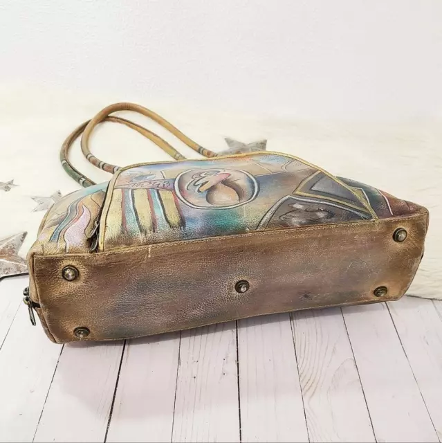 Anuschka abstract handpainted organizer satchel bag large graffiti 2