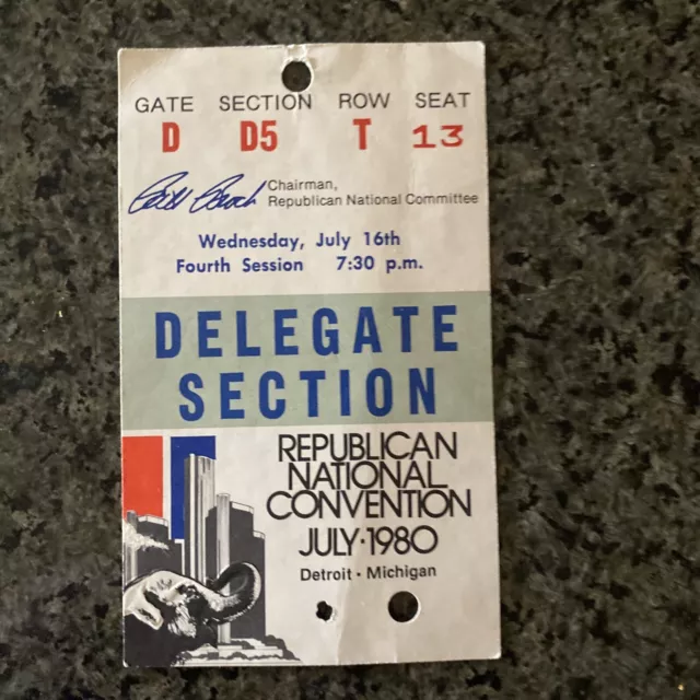 1980 Republican National Convention Ronald Reagan Delegate Credential