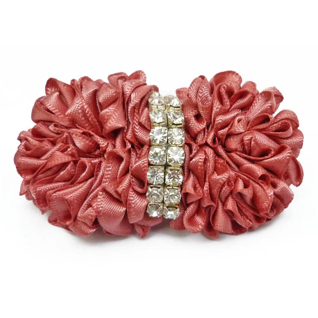 Barrette à Cheveux Avec Strass En Forme De Cœur - Froufrou Satin Et Dentelle - Couleur Bleu Gris - Neuf