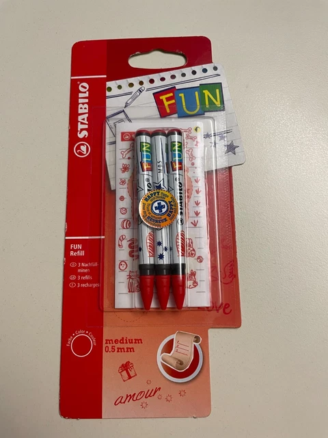 3er Pack Stabilo Refill Nachfüllminen medium 0,5mm für Stabilo fun in rot